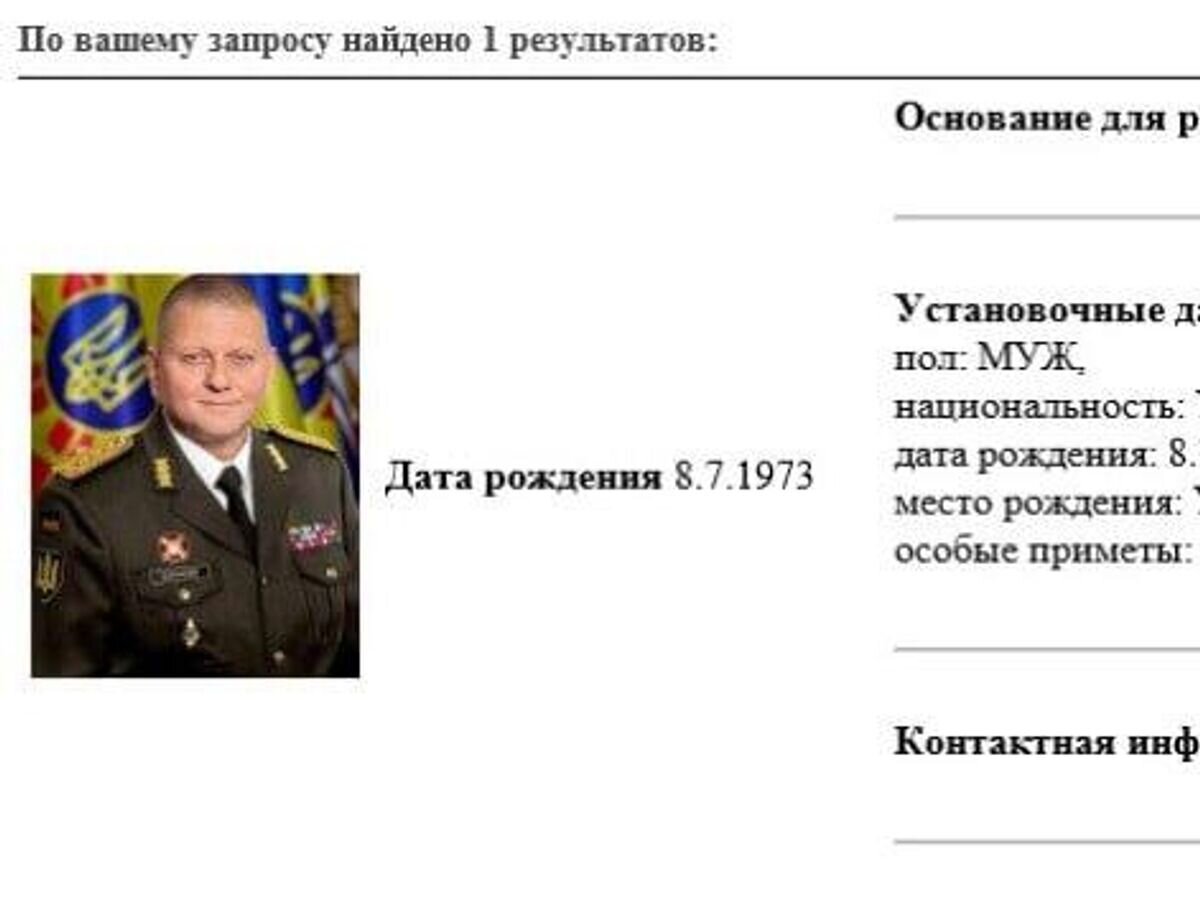    Ориентировка на розыск Валерия Залужного© МВД России