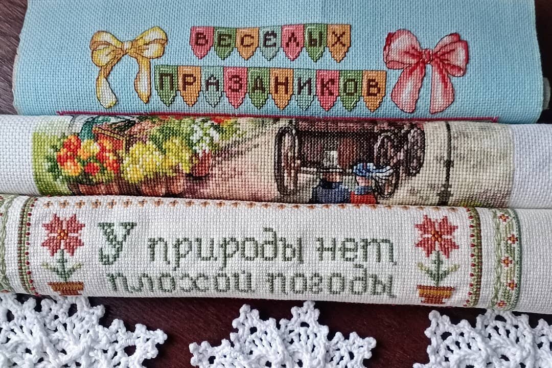 Неоформленная вышивка в рулонах