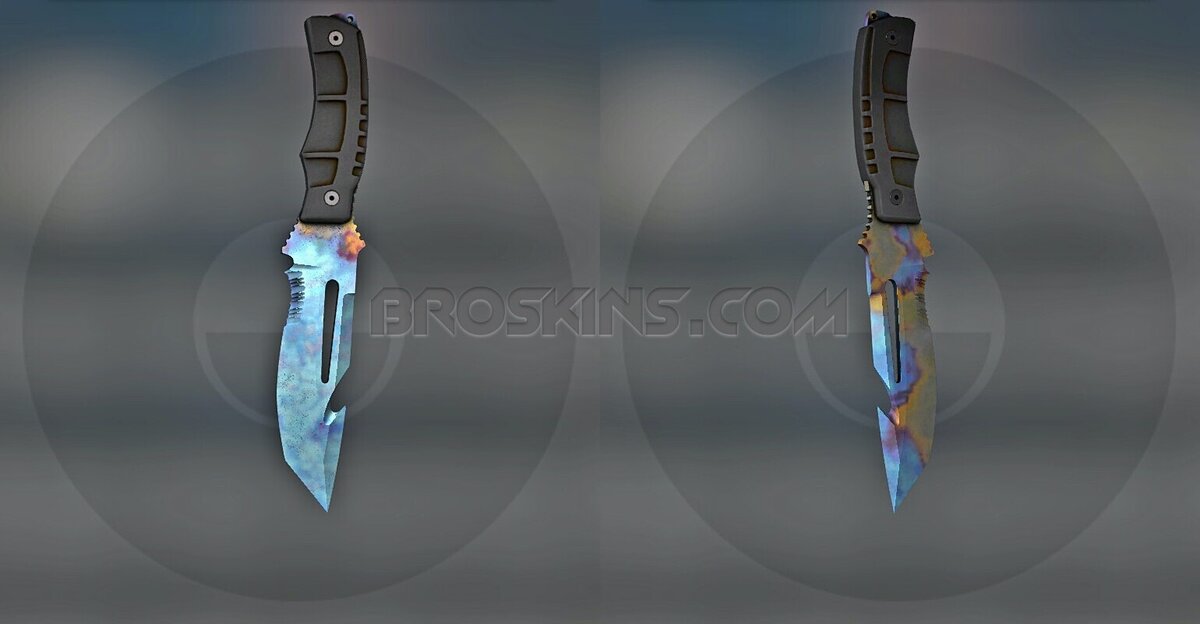 ★ Нож выживания | Поверхностная закалка Seed 169 имеет потрясающую игровую площадку яркого и ярко-синего цвета, за исключением золотого пятна возле рукоятки. Задняя сторона посредственная, с несколькими синими пятнами неправильной формы на обухе ножа.