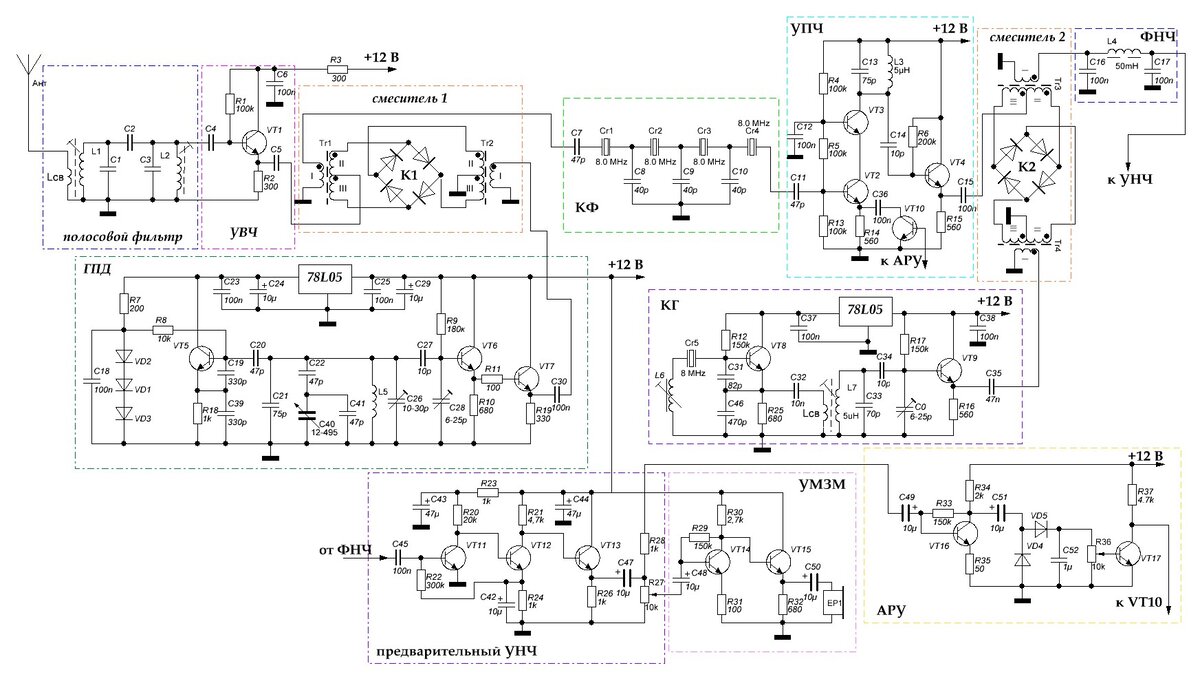 Рис. 1 . Схема приемника "315-23".