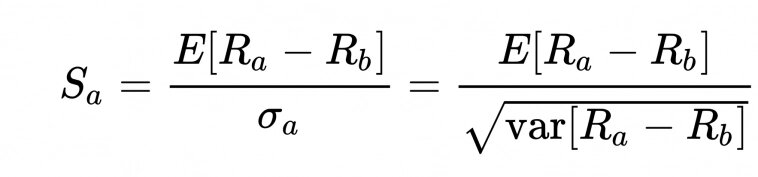 


Формула для расчета коэффициента Шарпа не самая простая. Помимо прочего, в ней учитывается доходность от альтернативного вложения. Как правило, берут безрисковую процентную ставку.