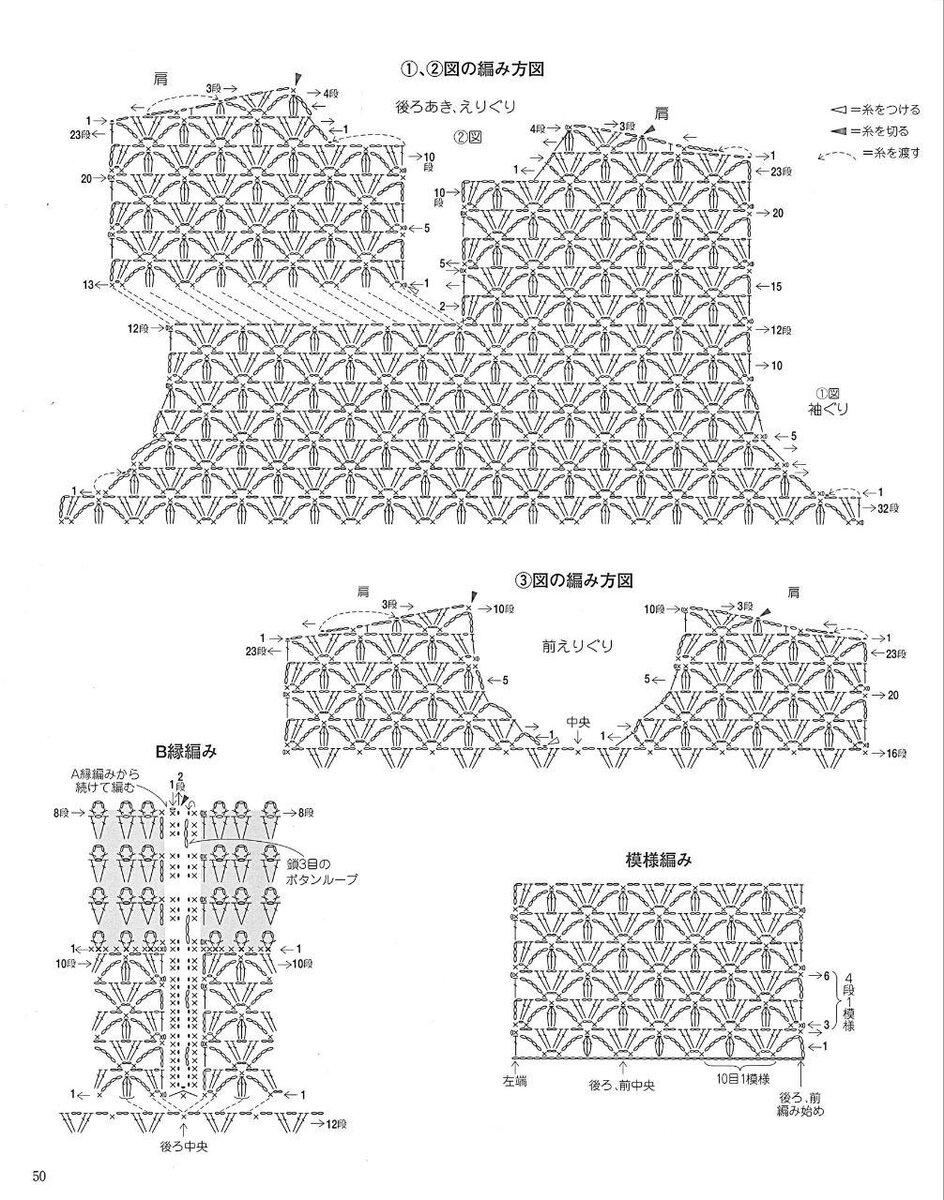Вязание крючком от горловины по кругу красивых кофточек схемы