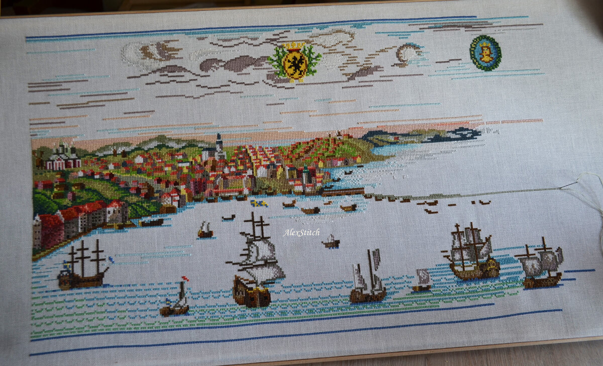 EvaRosenstand "Stokholmia", этап процесса вышивки