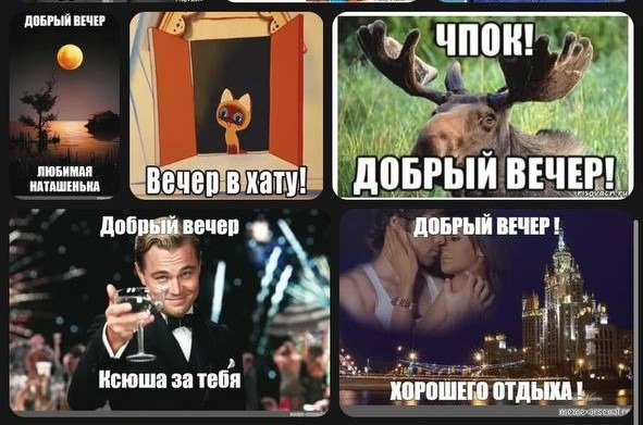подборка мемов из Яндекса по запросу "добрый вечер"