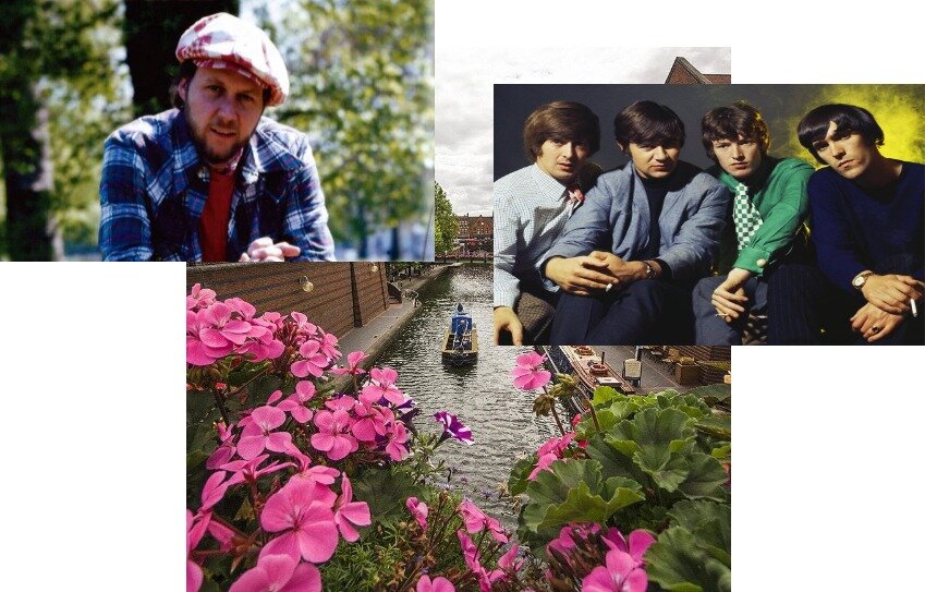 Дэниэл Бун, The Spencer Davis Group на фоне городского пейзажа. Коллаж автора.
