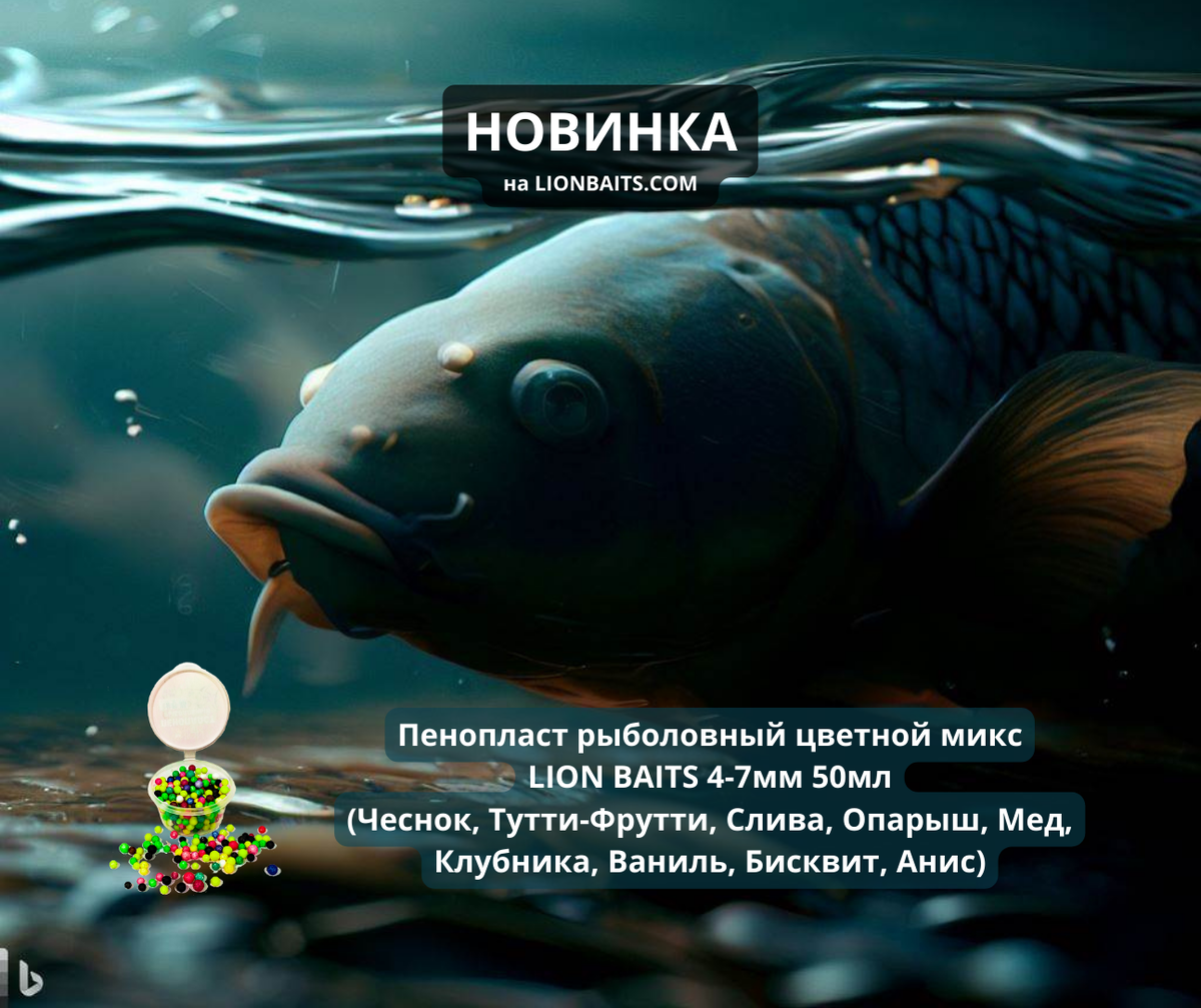 Пенопласт рыболовный цветной микс LION BAITS 4-7мм 50мл