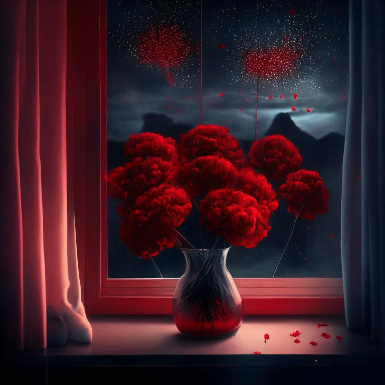 Красные гвоздики. Идея: моя. Исполнение:https://fusionbrain.ai/diffusion