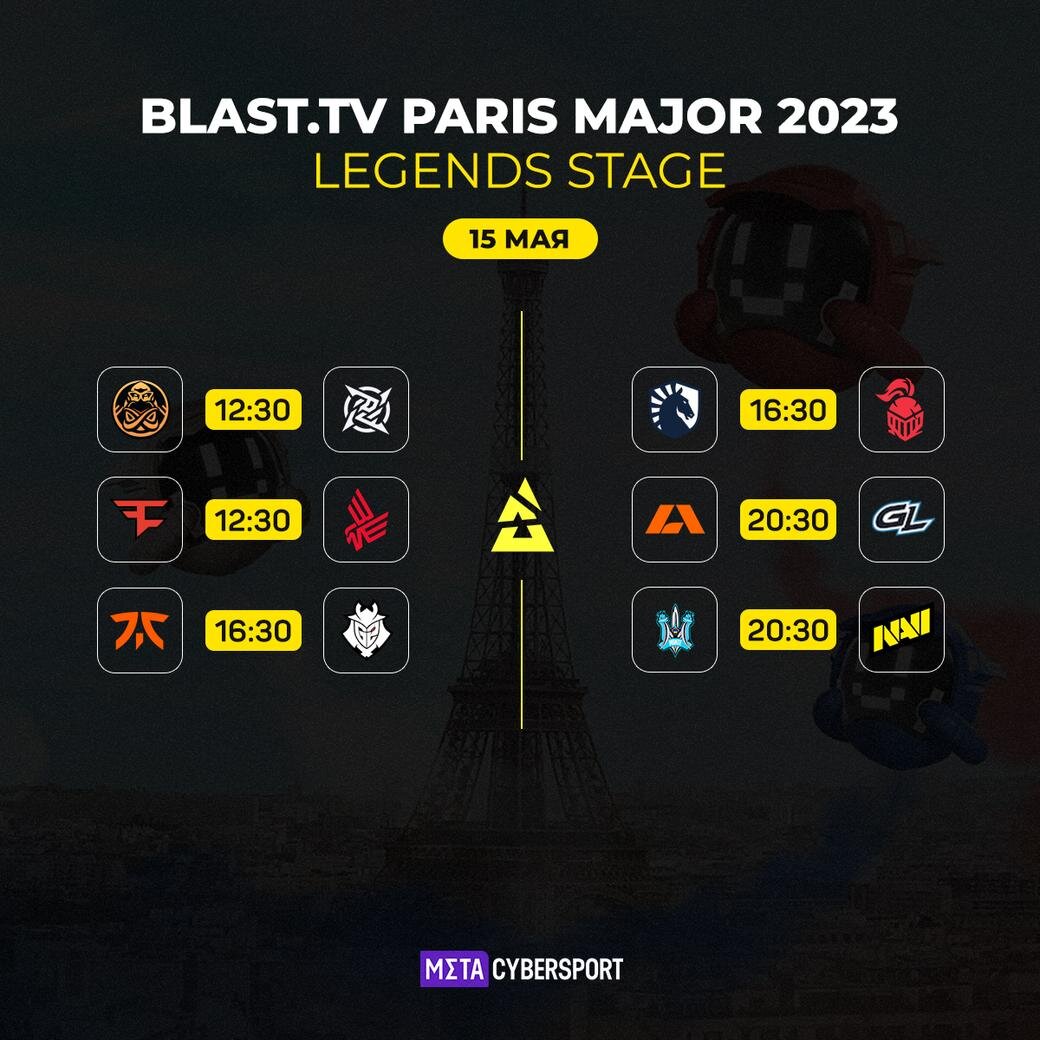     Расписание матчей BLAST.tv Paris Major 2023 от 15 мая