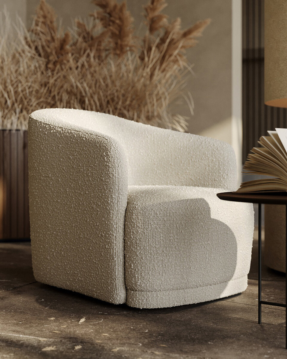 Дизайнерское кресло Kudo в белом букле