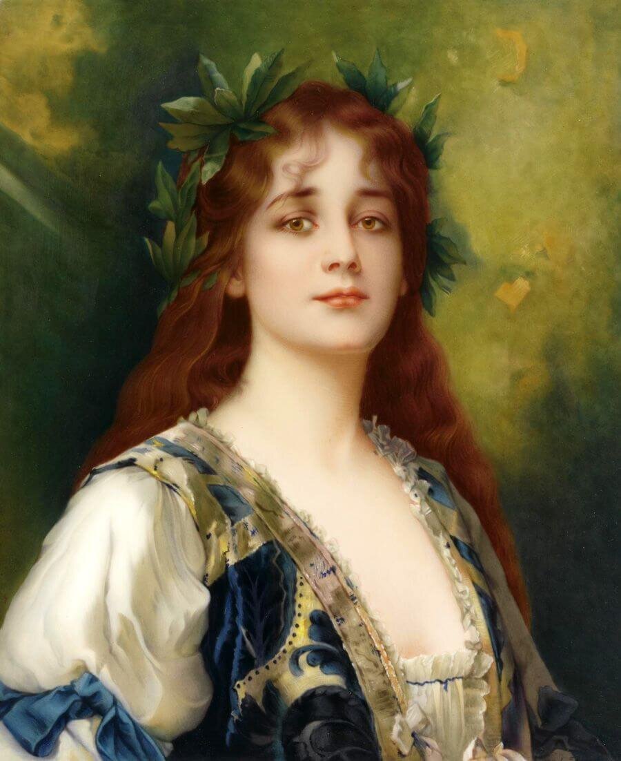 Conrad Kiesel - карттина: Девушка с венком