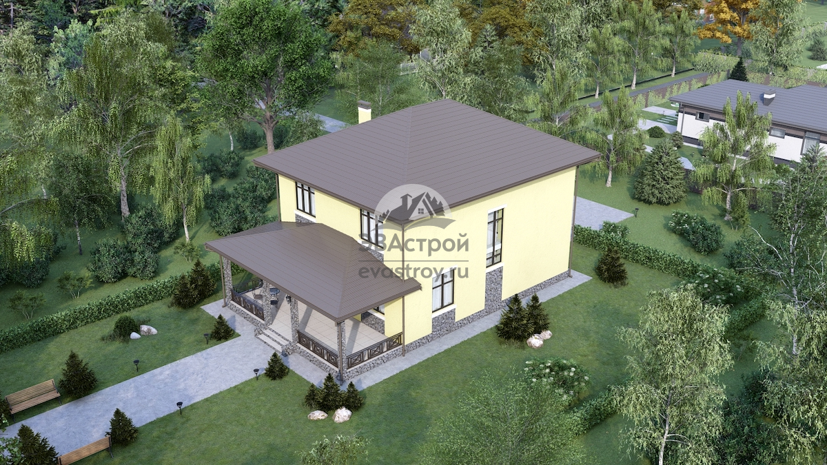 Проект двухэтажного дома 203 м2 с террасой - П223