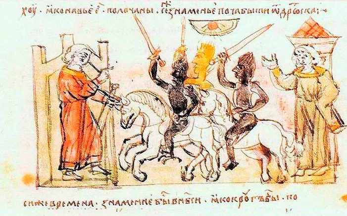 Дикая Охота преследует навий в Полоцке в 1092 году. Радзивилловская летопись.