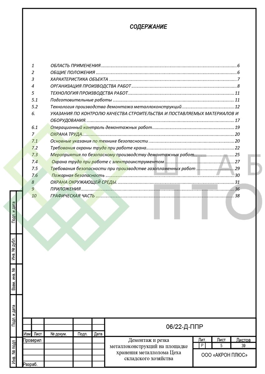 ППР на демонтаж и резку металлоконструкций в г. Тольятти. Пример работы. |  ШТАБ ПТО | Разработка ППР, ИД, смет в строительстве | Дзен