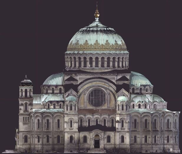 Цветной ортофотоплан фасада здания собора в Кронштадте. 