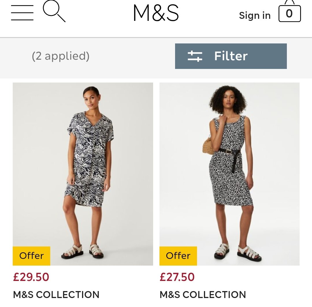 Стоимость платьев Marks & Spencer на официальном сайте бренда.