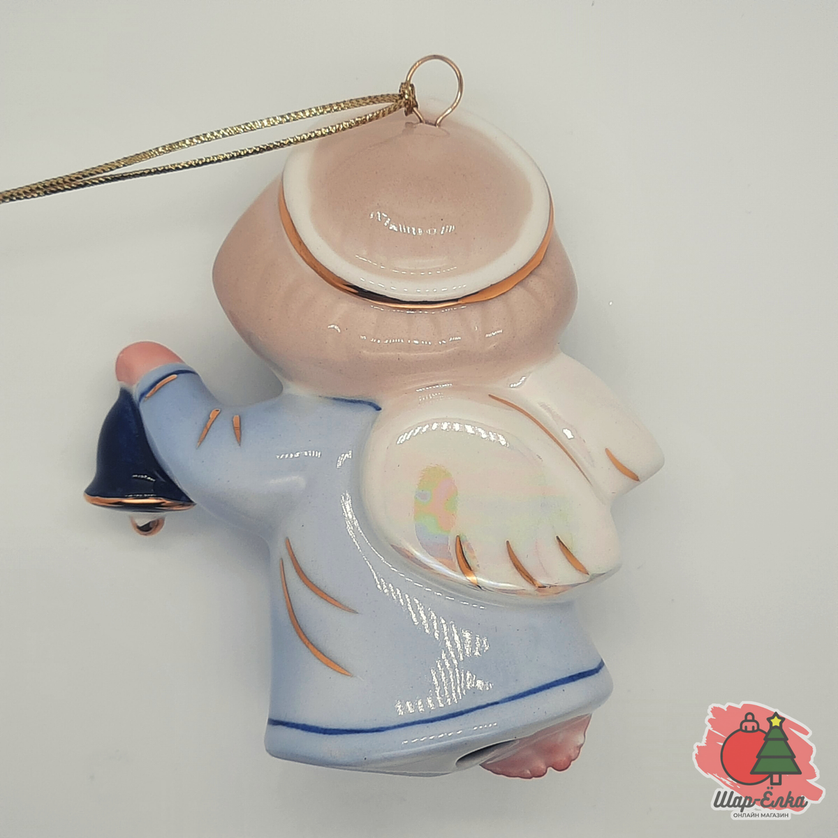 Ёлочная игрушка "Ангел" с колокольчиком (Фарфоровая мануфактура СПб)