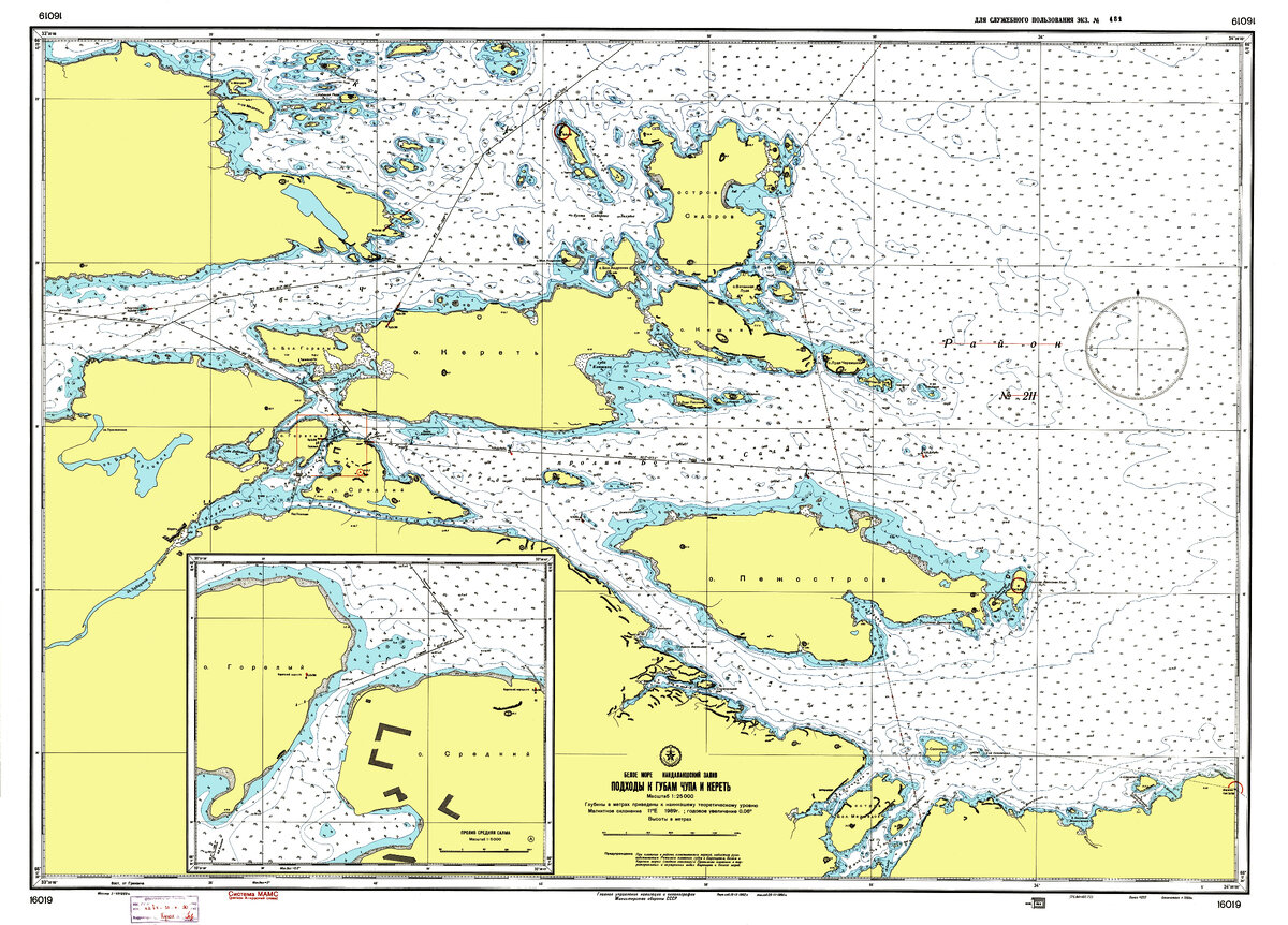 №16019 масштаб 1см-250м 1989 Подходы к губам Чупа и Кереть