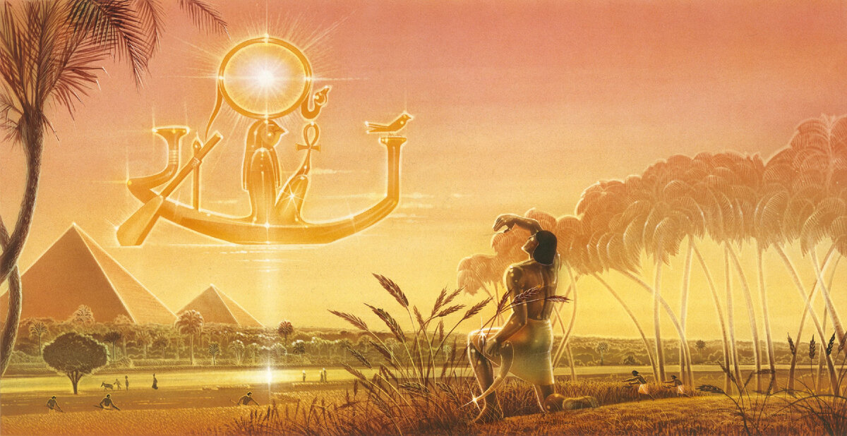 Где поклонялись богу ра. Ра Бог Египта. Бог солнца ра в древнем Египте. Золотая Ладья Египет. Бог солнца в Египте Амон ра.