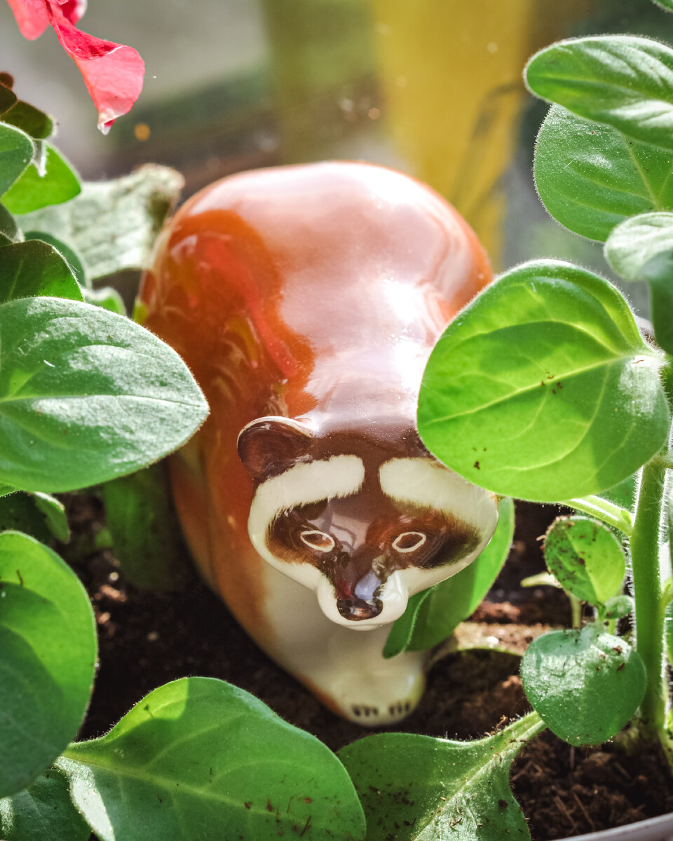 Скульптура «Енот». ЛФЗ, 1960-е. Автор формы Павел Павлович Веселов, автор росписи Виктор Михайлович Жбанов