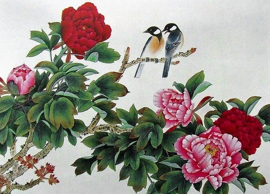 Древовидный пион. Китайская живопись