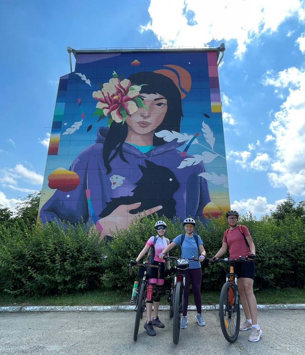 Украшенные муралами фасады домов в Солнечнодольске.