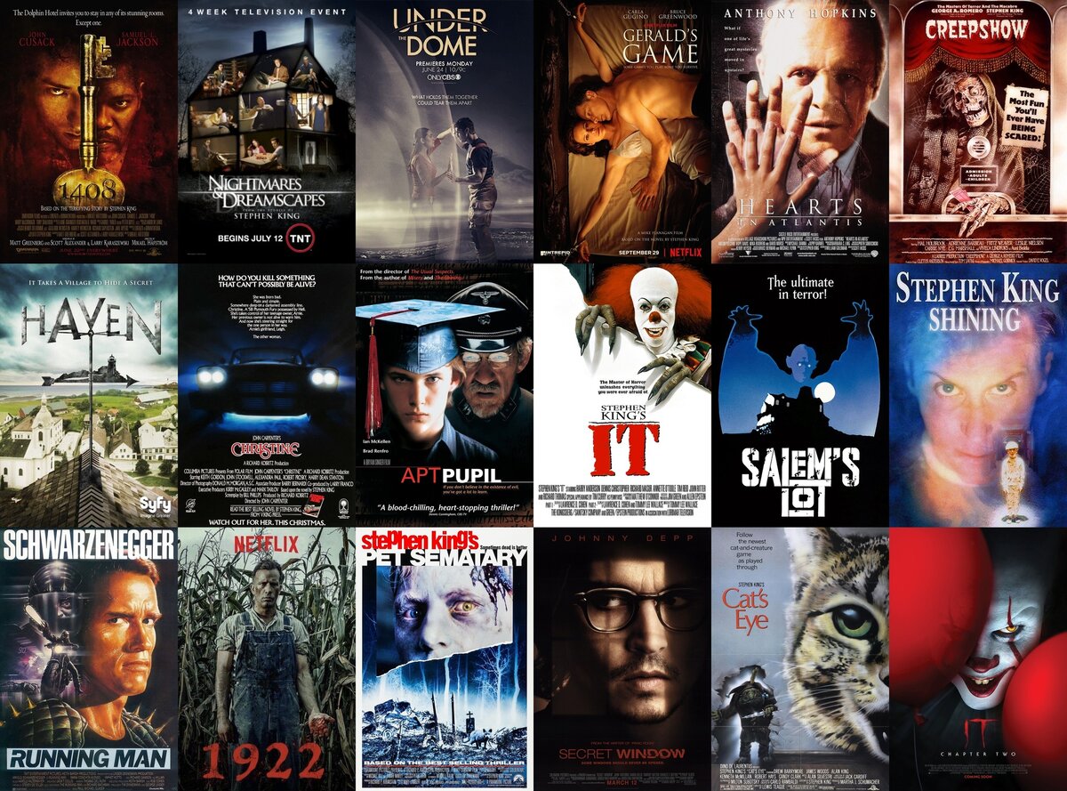 Афиши фильмов по романам Стивена Кинга