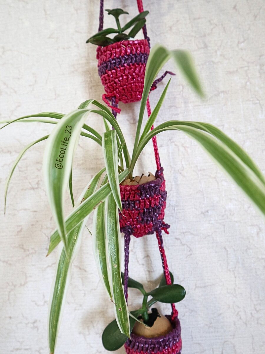 Кашпо вязаное для цветов - 89 фото