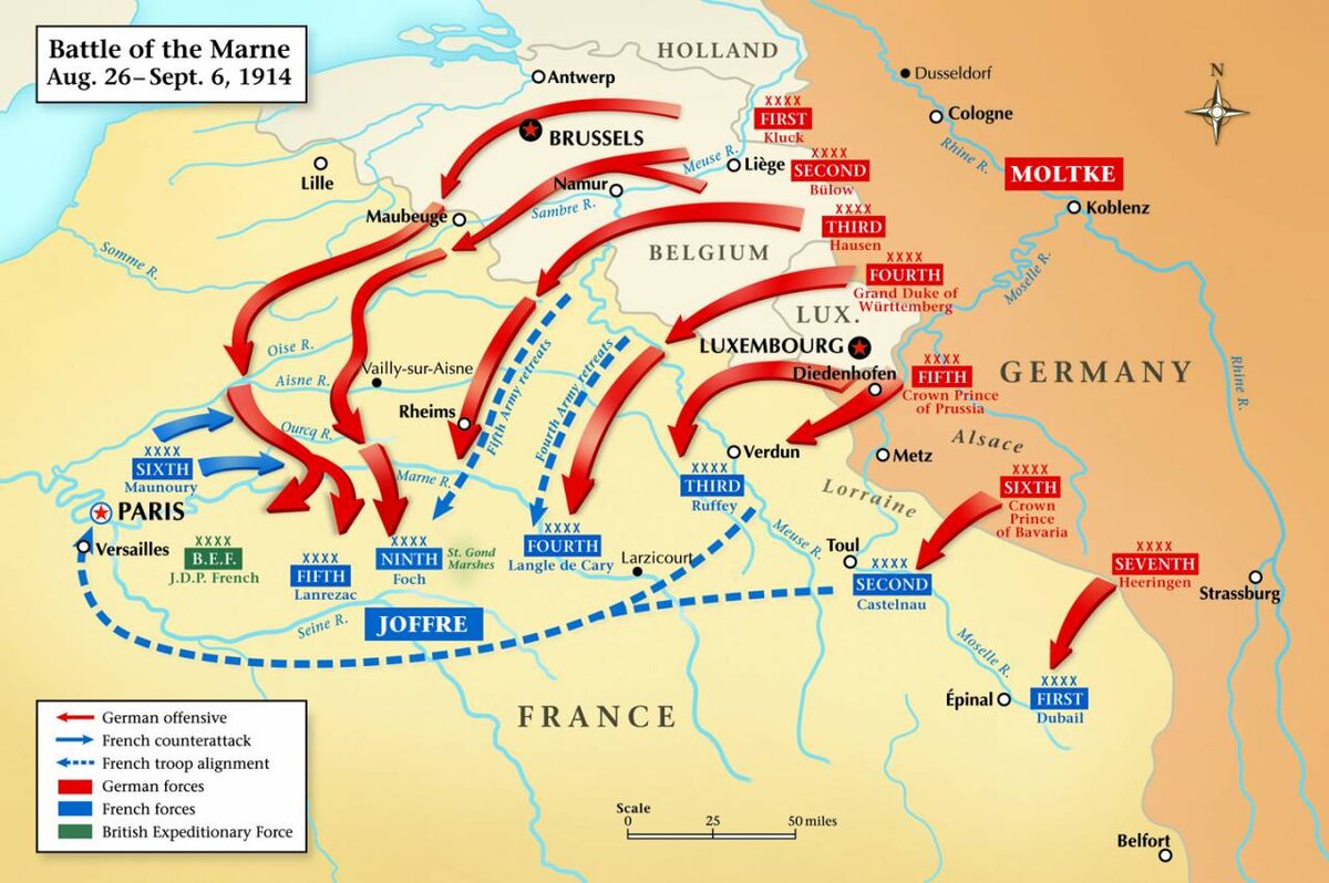 Наступление немцев на Париж 1914 карта (План Шлиффена)