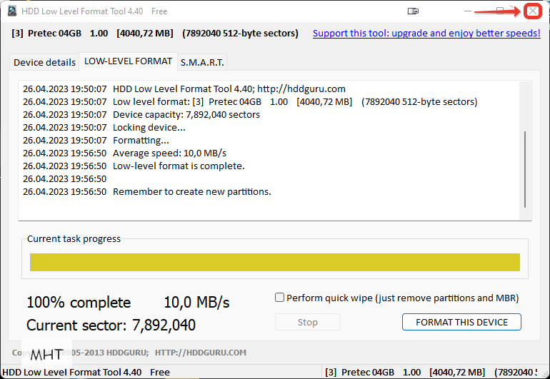 Llf low level format tool