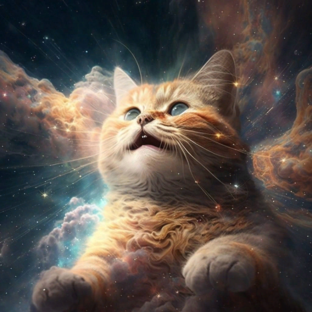 Счастливый котик в космосе (комбо)!
