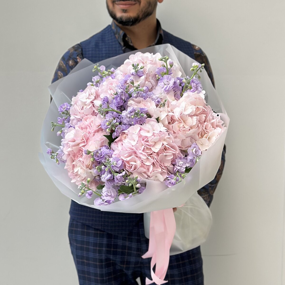 Дуобукет гортензия и маттиола