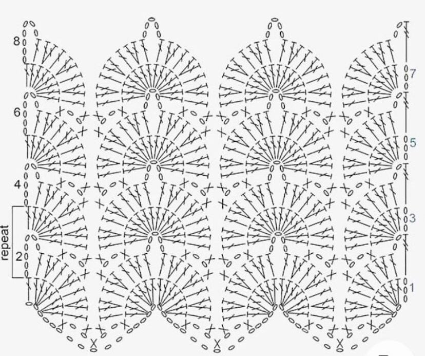 Крючок схемы фото видео. Арочный узор крючком. Узор арочки крючком. Узор из арок крючком. Узор арки крючком со схемами.