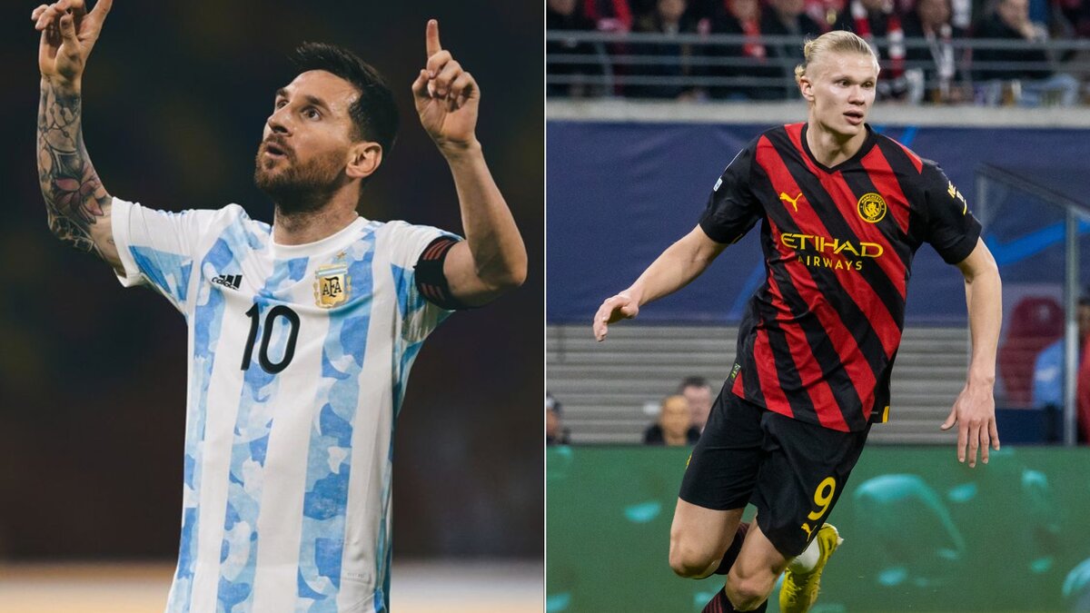 Поскольку летние футбольные турниры становятся все более жаркими, высокие и худощавые футболисты, такие как звезда «Манчестер Сити» Эрлинг Хааланд (справа), могут добиться большего успеха, чем невысокие коренастые, такие как Уэйн Руни или Лионель Месси (слева).