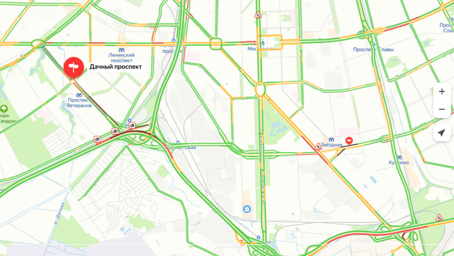 Пробки на ленинском проспекте спб сейчас