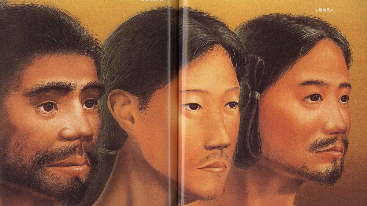 Слева направо: тип Дзёмон, тип Яёй и смесь обоих типов 