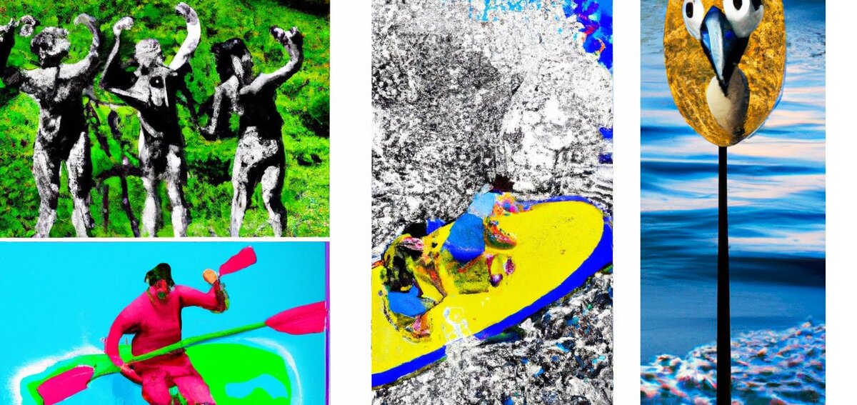 так видит катание на SUP нейросеть DALLE