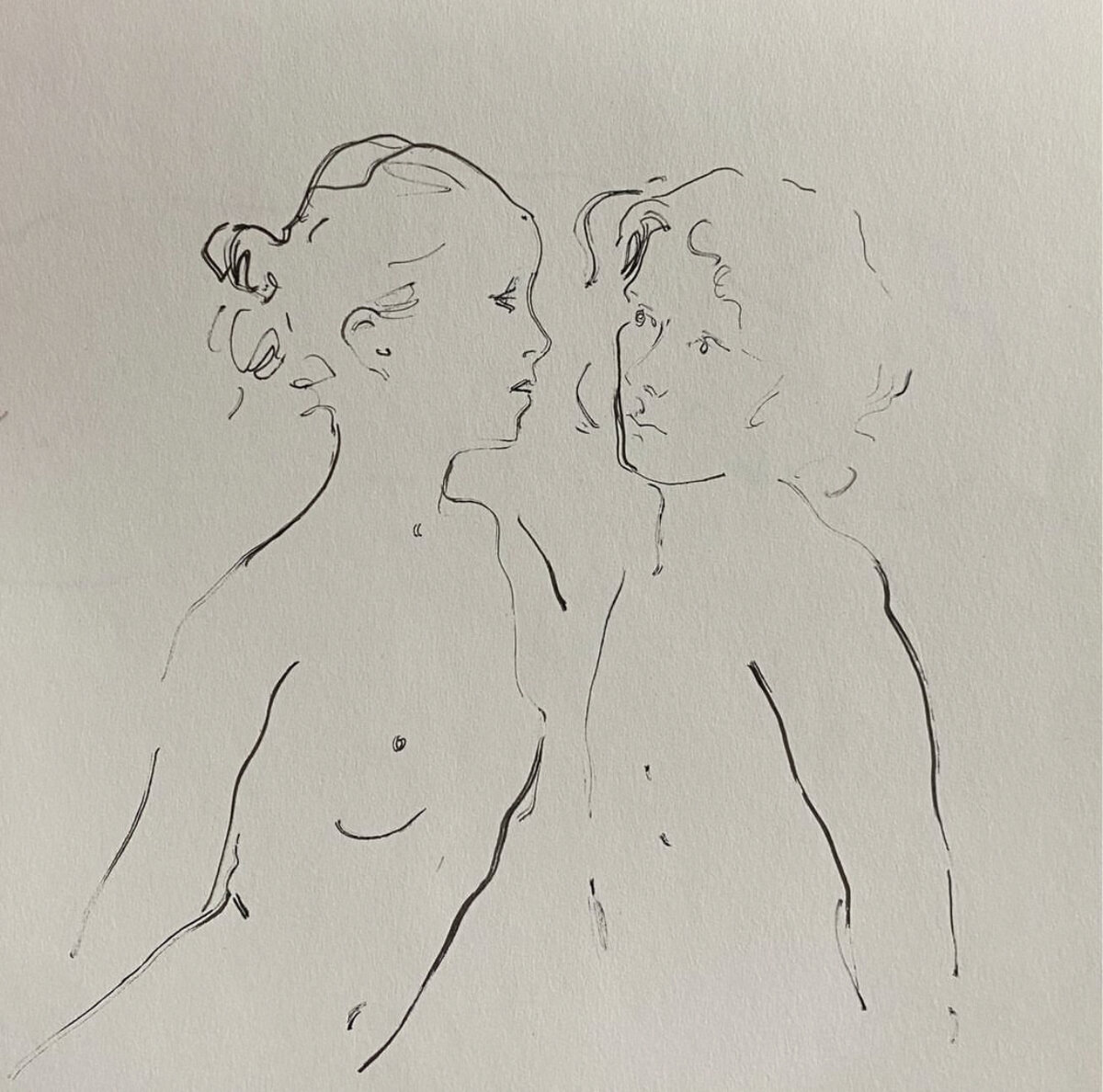 "Ромео и Джульетта", бумага, линер, 20х18 см, 2023 г.