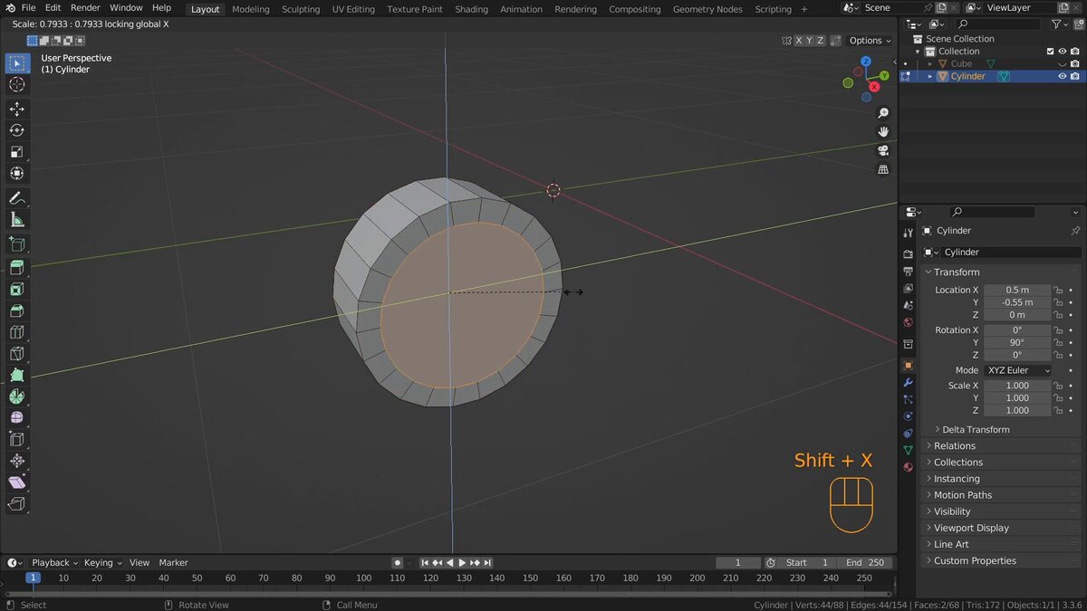 Экструдирование торцов цилиндра