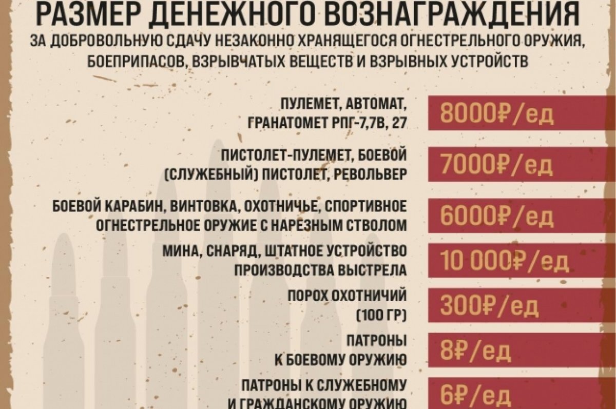    Росгвардия призывает омичей сдавать боеприпасы и оружие за деньги