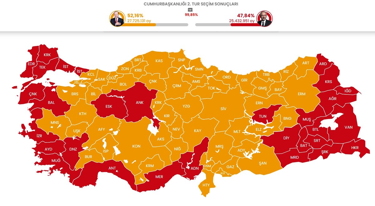 Карта голосования в турции