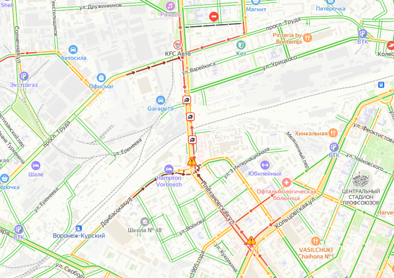    Озадаченные автомобилисты обозначили одну аварию на карте трижды. Фото: «Яндекс. Карты»