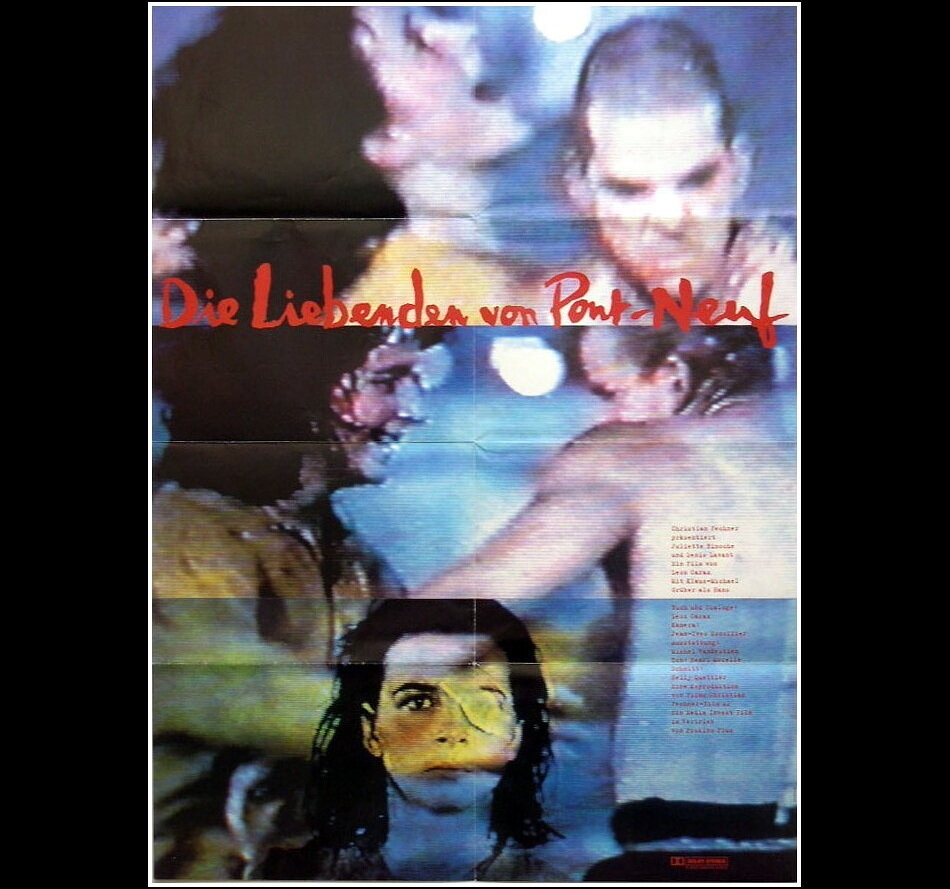 «Любовники с Нового моста» / «Les amants du Pont-Neuf» (реж. Леос Каракс; в гл.р. Жюльет Бинош, Дени Лаван; 1991, Франция): «…Алекса вместе с другими бездомными отвозят сначала в ночлежку, затем в больницу; выйдя оттуда он возвращается на закрытый из-за ремонта старейший парижский мост Понт-Неф; на мосту Алекс, кроме своего друга-бездомного, обнаруживает художницу Мишель, которая теряет зрение…».