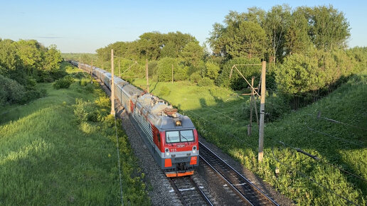 Электровоз ЭП1М-723 с пассажирским поездом 1 «Россия» Владивосток - Москва. Перегон Котельнич-I - Ацвеж (Линия Котельнич - Буй)