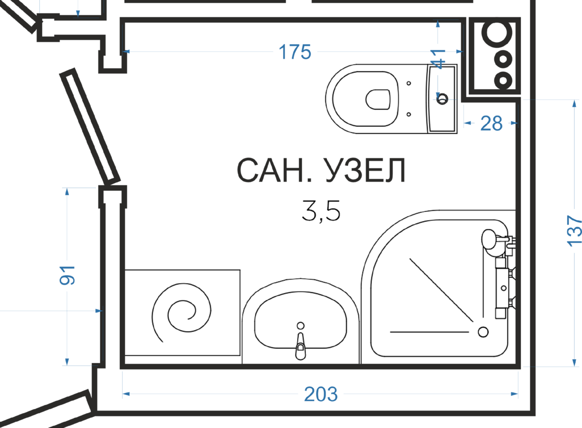 Маленький туалет планировка