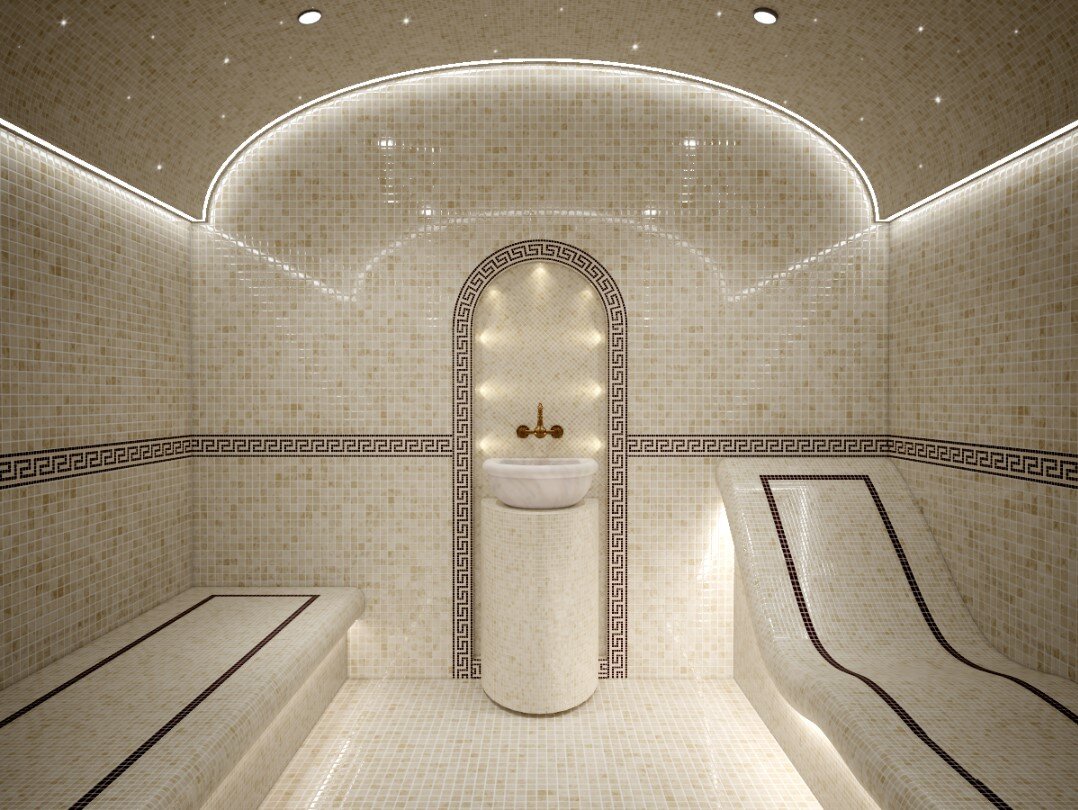 строительство хамама. турецкая баня хамам 4на2. турецкая сауна неомавританский стиль.