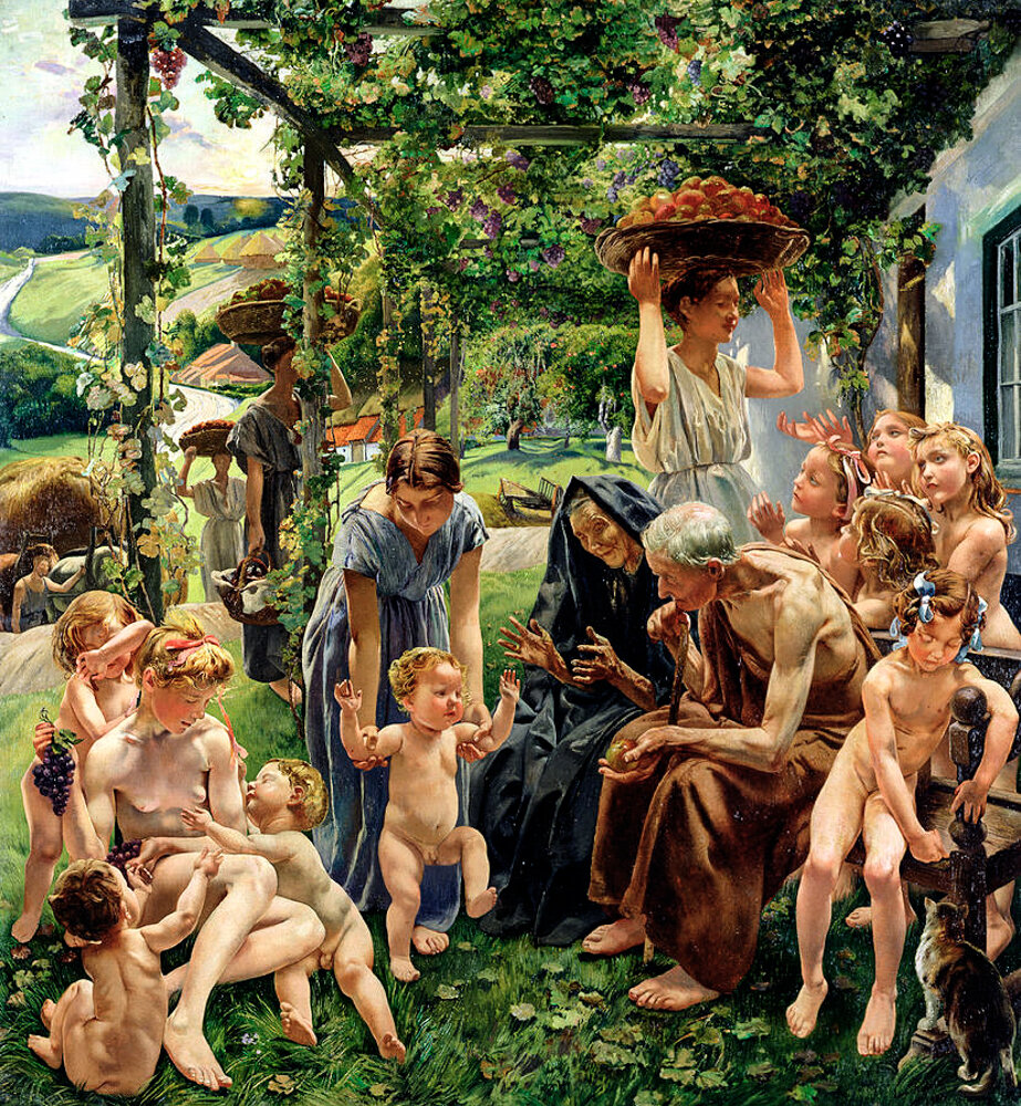 Художник Леон Фредерик "Вечер", правая панель триптиха "Золотой век"