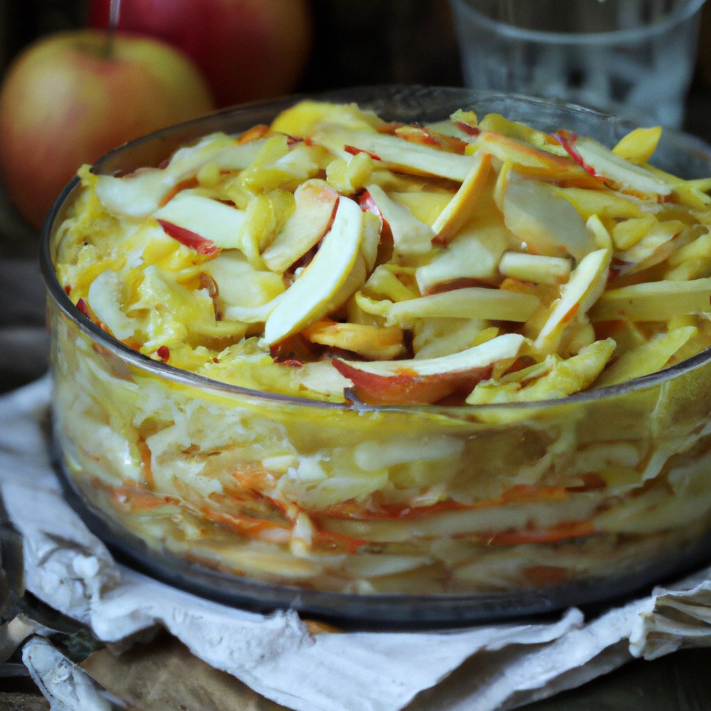 Салат из морокови и яблок. Изображение сгенерировано нейросетью