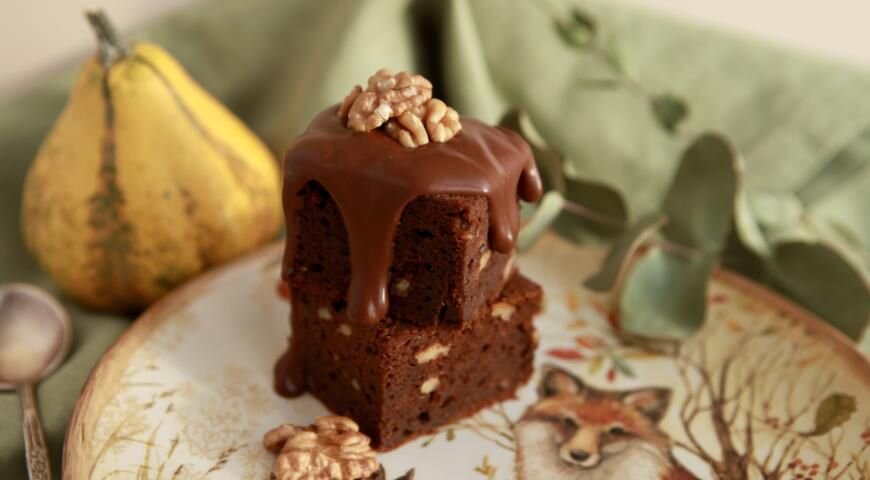 Тыквенный брауни от Даши Третьяковой. Рецепт здесь: https://t.me/wellness_hedonism