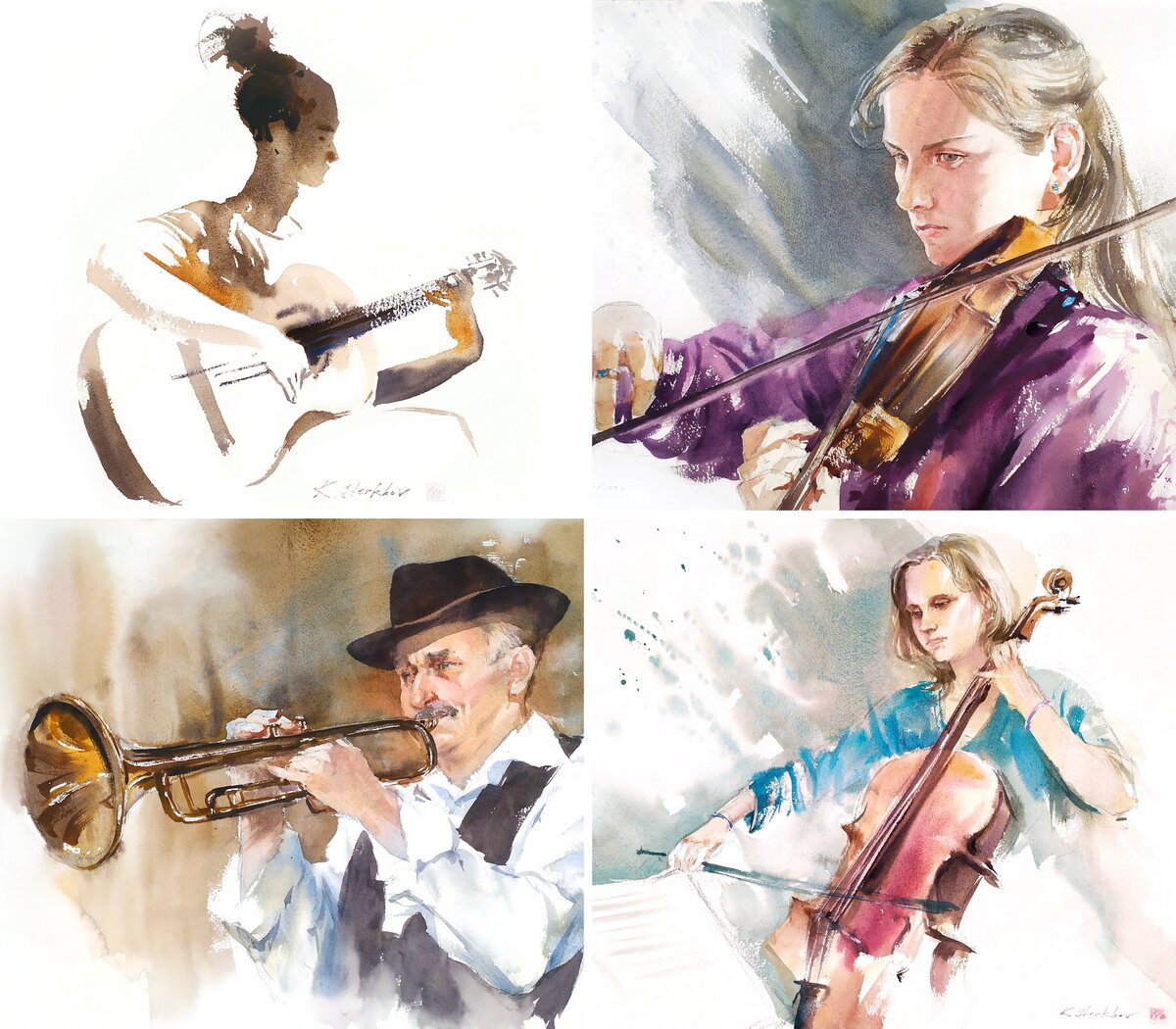 Сюжеты интенсива "Музыка акварели" с Константином Стерховым