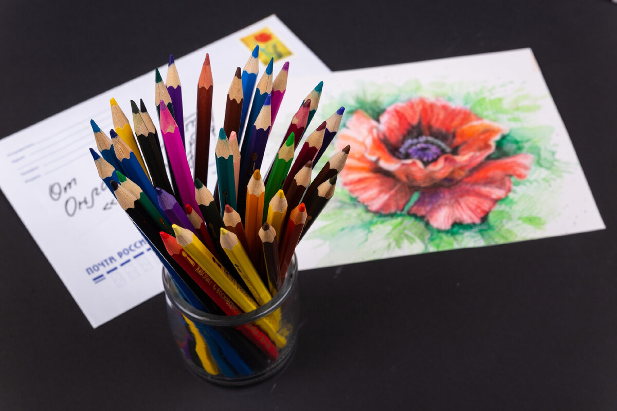 Цветы цветными карандашами мастер класс